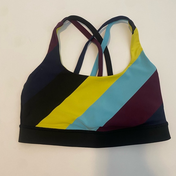 Lululemon Striped Sports Bra - Black, Yellow, Blue, Purple - Picture 3 of 7